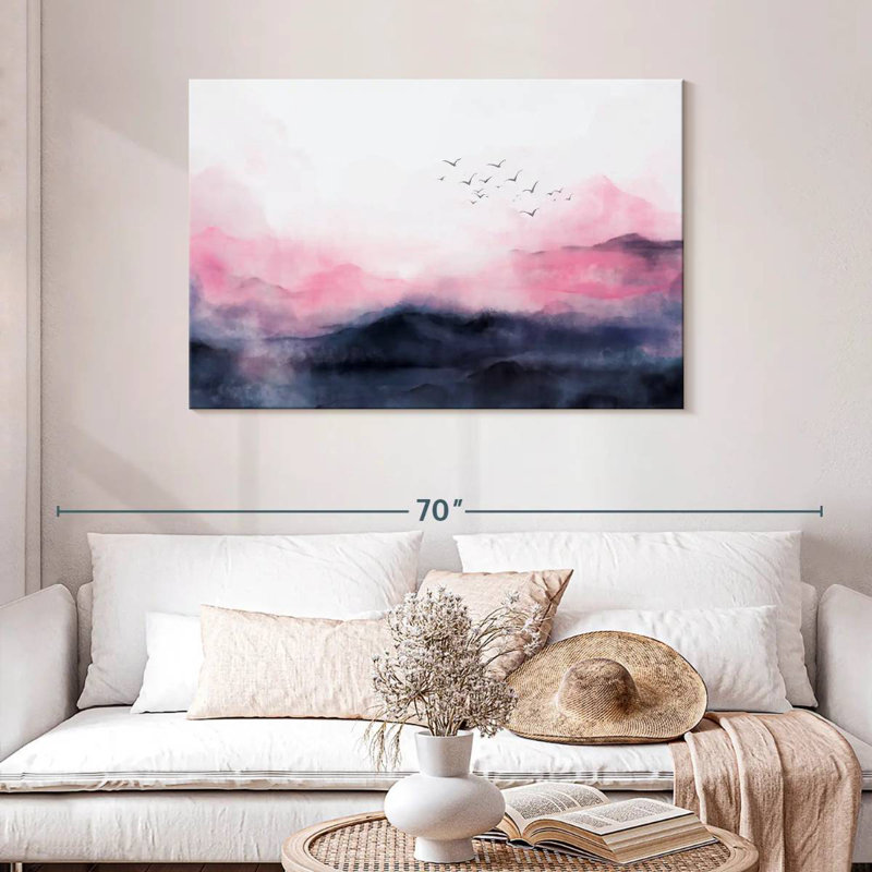 Avery, horizon rose abstrait, H 30 po x l 45 po