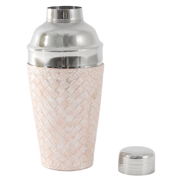 Stainless Steel Shaker, Pink Leather