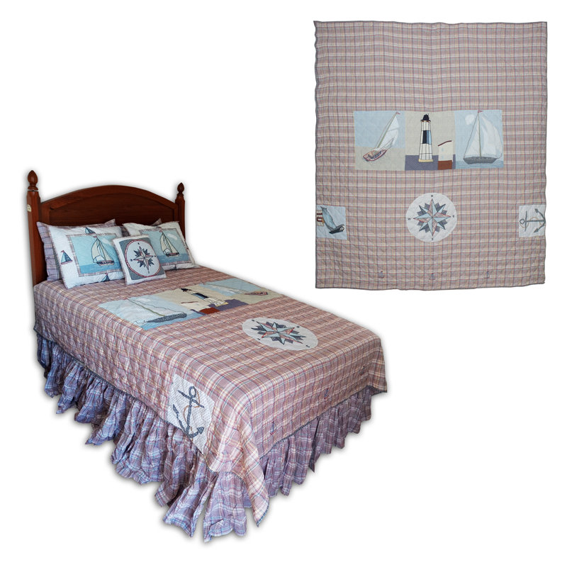 Cotton Checkered Quilt, Queen Quilt