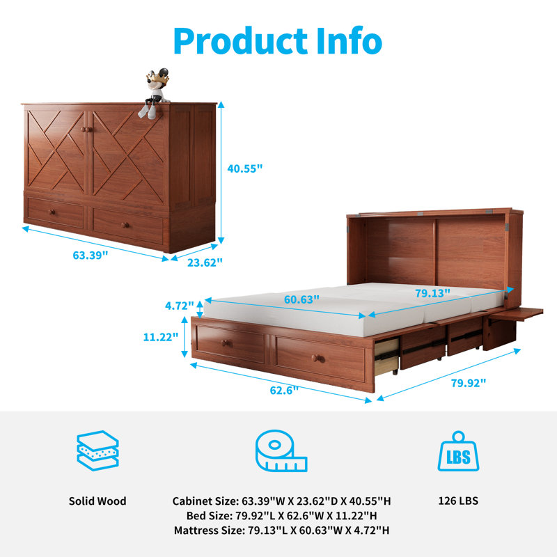 Matelas de rangement escamotable Murphy, Cerisier