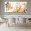 Abstrait art floral aquarelle sur toile tendue ensemble de 3 pour salon chambre à coucher-2054507587