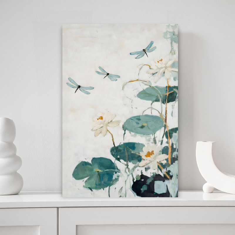 LilyPads, art mural contemporain abstrait, 18" H x 12" W
