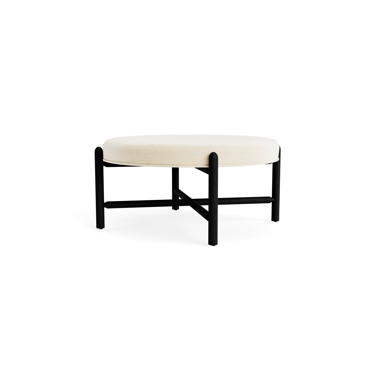 Vane 36" Round Ottoman, Cream, Black