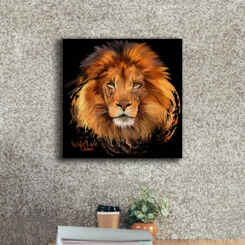 «Epic Graffiti» «Lion Portrait» par Kajenna, art mural sur toile 18 po x 18 po