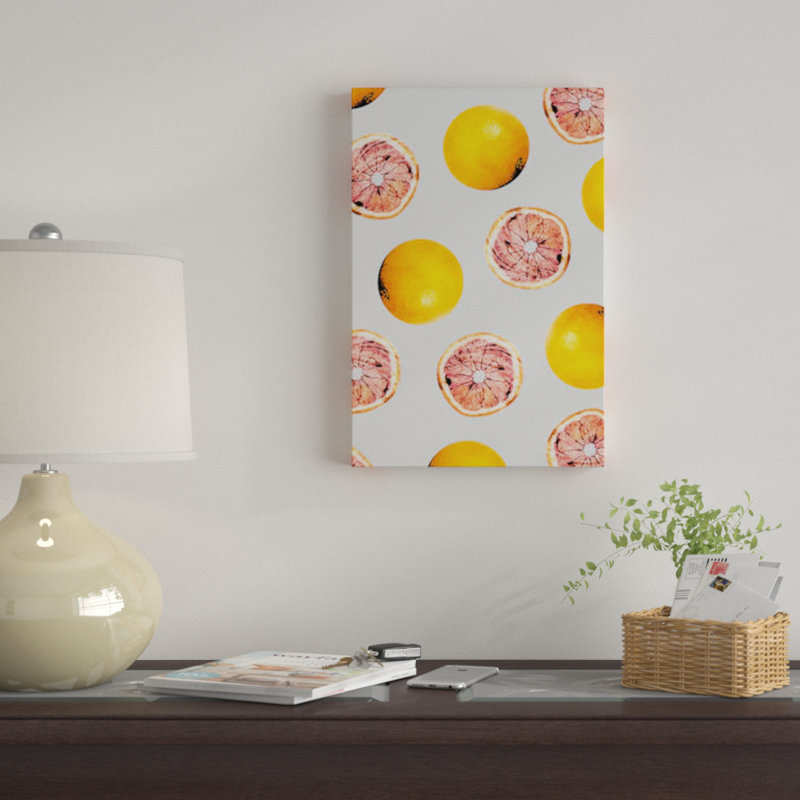 « pamplemousse pattern », impression sur toile, H 12 po x l 8 po x P 0,75 po, Toile tendue, Pas de tapis
