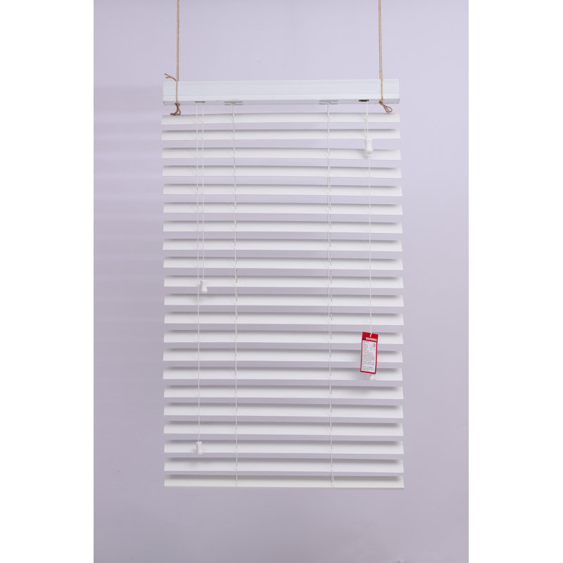 Faux Wood Venetian Blinds, Waterproof Horizontal Slats with Corded Light & Privacy Control, Trim-to-Size Window Blinds, White