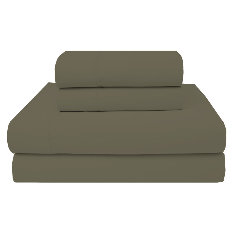 Ensemble de draps 100% coton 200 fils 200 fils, Ensemble de draps pour taille de lit double avec u, Kaki