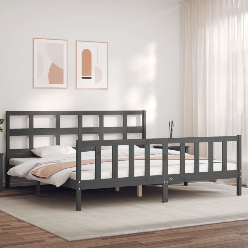 Aniqua Solid Wood Bed, Emperor (7'), Grey