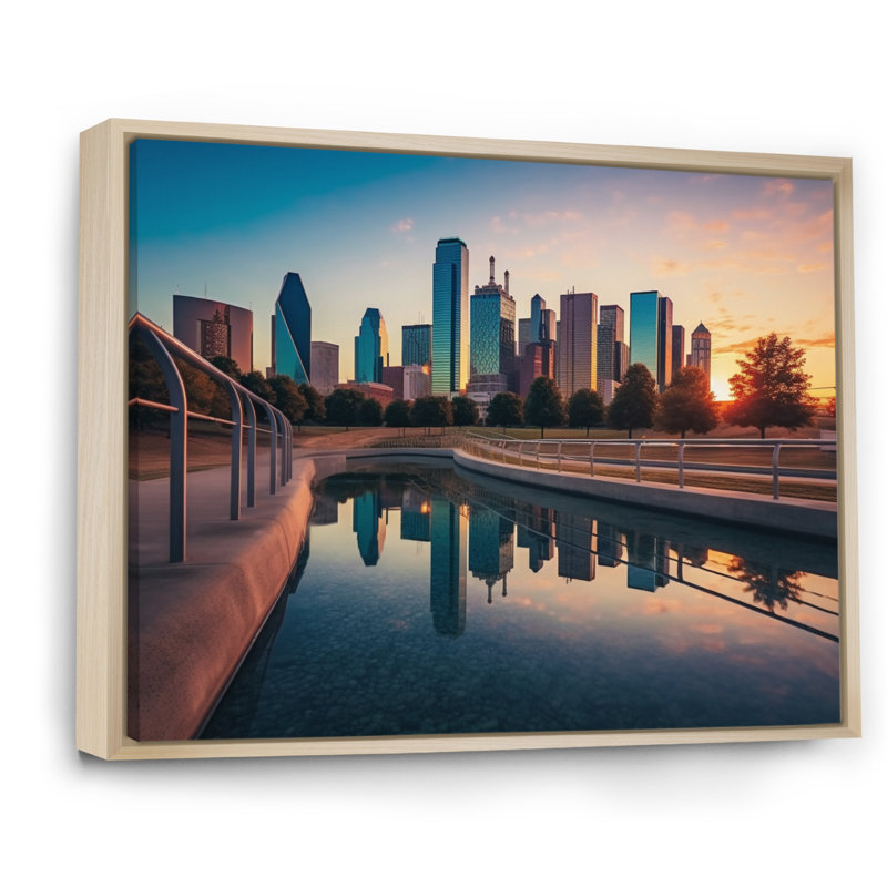 Dallas Perspectives III, reproduction d'art sur toile, H 12 po x l 20 po x P 1 po, Cadre naturel flottant