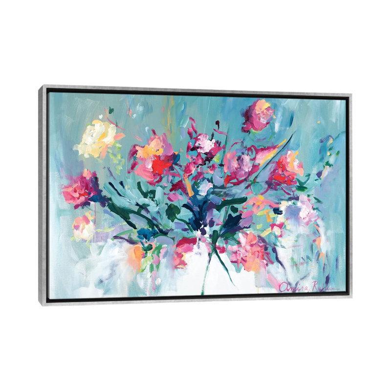 Courage to Bloom par Amira Rahim - reproduction d'art, H 26 po x l 40 po, Toile encadrée, Argent argent