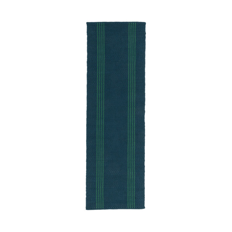 Sorrento Handwoven Performance Stripe Deep Blue Fabric Area Rug