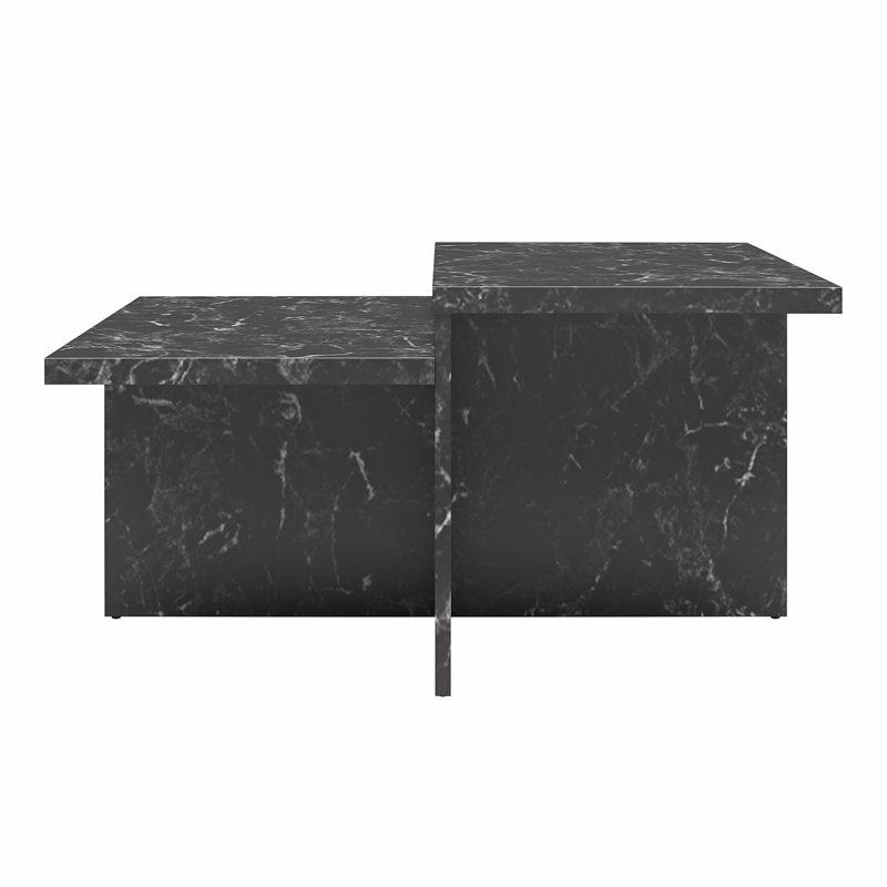Brielle Two-Tiered Coffee Table, Faux Black Marble