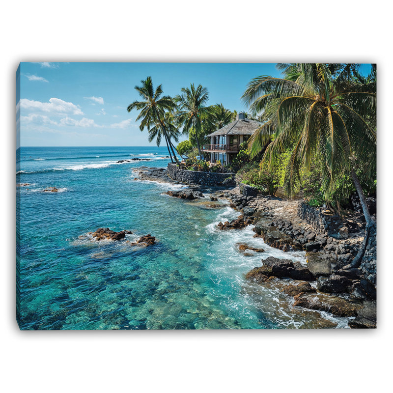 Toile tropicale avec palmiers, H 16 po x l 24 po
