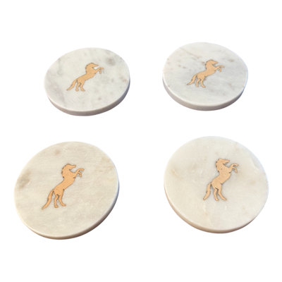 Ensemble de 4 sous-verres en marbre Stallion - blanc