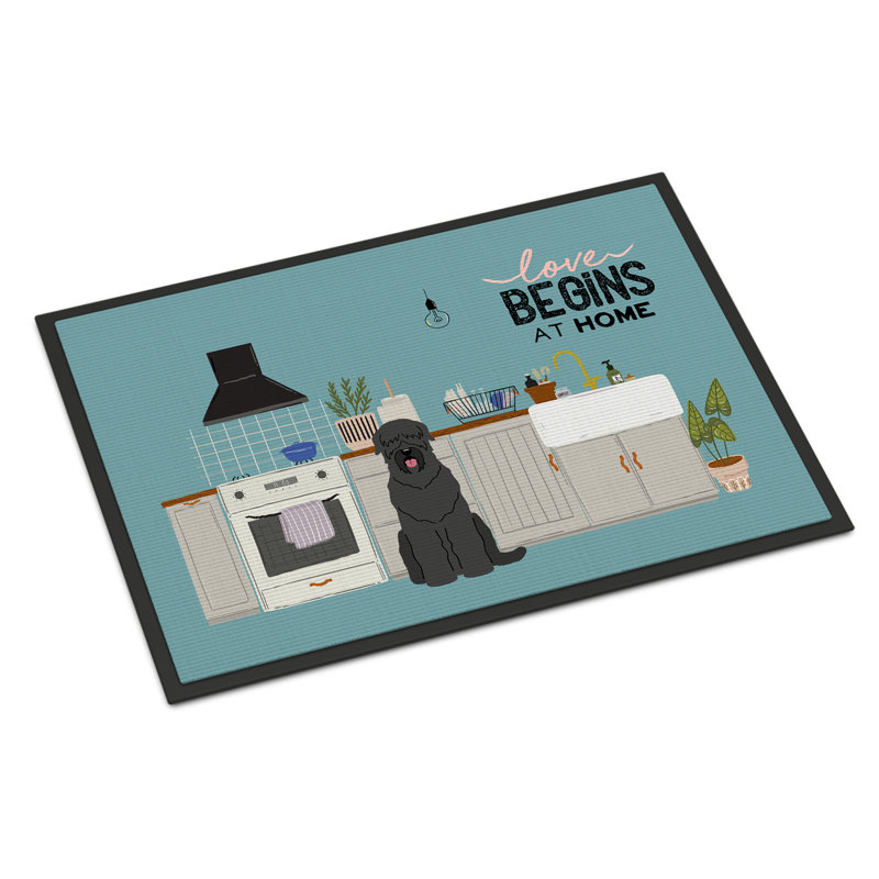 Tapis d'entrée antidérapant Guerriero, Terrier russe noir, L 18 po x L 27 po