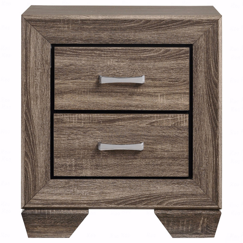 2-Drawer Rectangular Bedroom Nightstand, Taupe