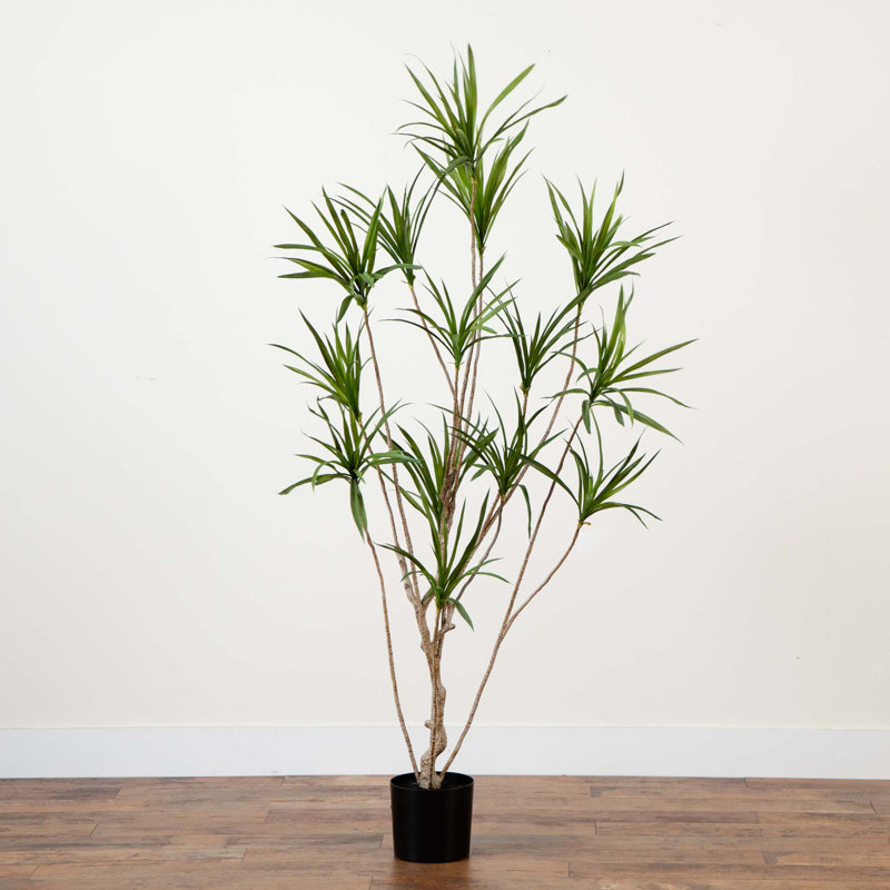 Nearly Natural 6ft Green Plastic Potted Dracaena Tree