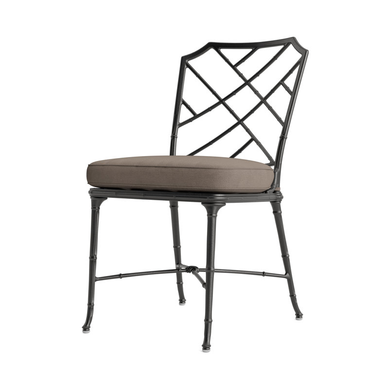 Calcutta Outdoor Dining Side Chair, Fusion Clay, Textured Pewter, Brown