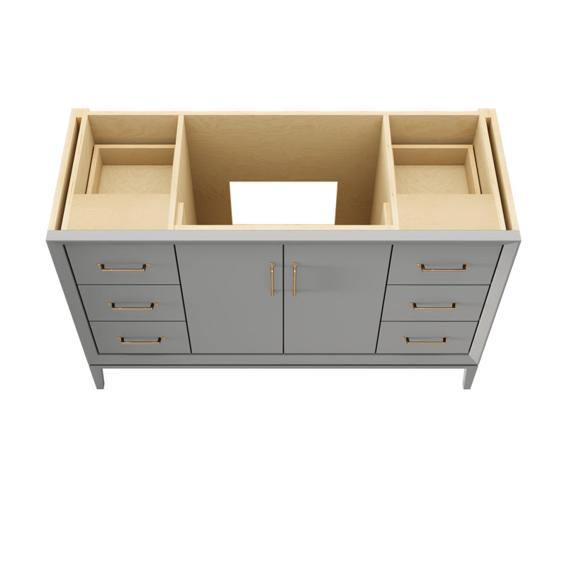 Alexandra Single Extra Wide Bath Vanity, Platinum Gray, 54", Satin Gold