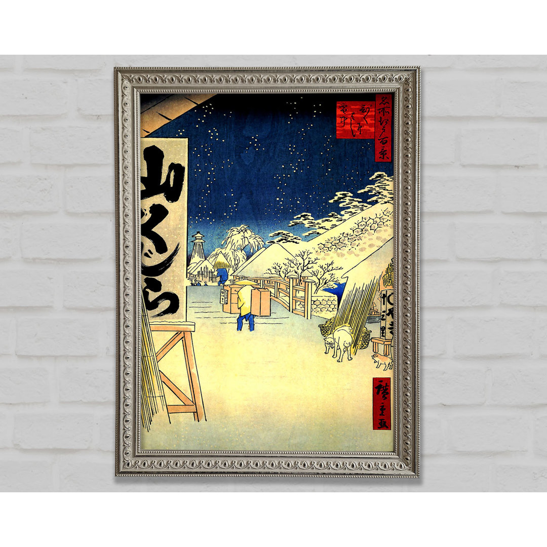 Bikuni-Brücke im Schnee von Hiroshige - Einzelner Bilderrahmen-Druck