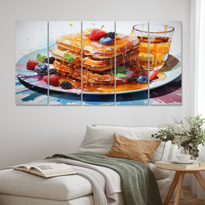 Waffles and French Toast II - impression sur toile pour aliments et boissons - 5 panneaux égaux