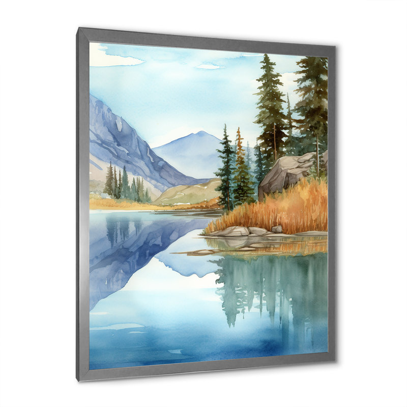 «Autumn Lake Reflections I», reproduction sur toile, H 32 po x l 24 po x P 1 po, Cadre simple argenté