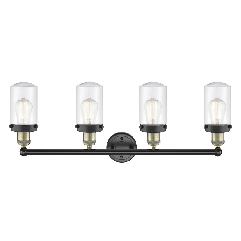 Éclairage pour meuble-lavabo à intensité variable à 4 lumières Erkson, Transparent, Laiton antique noir