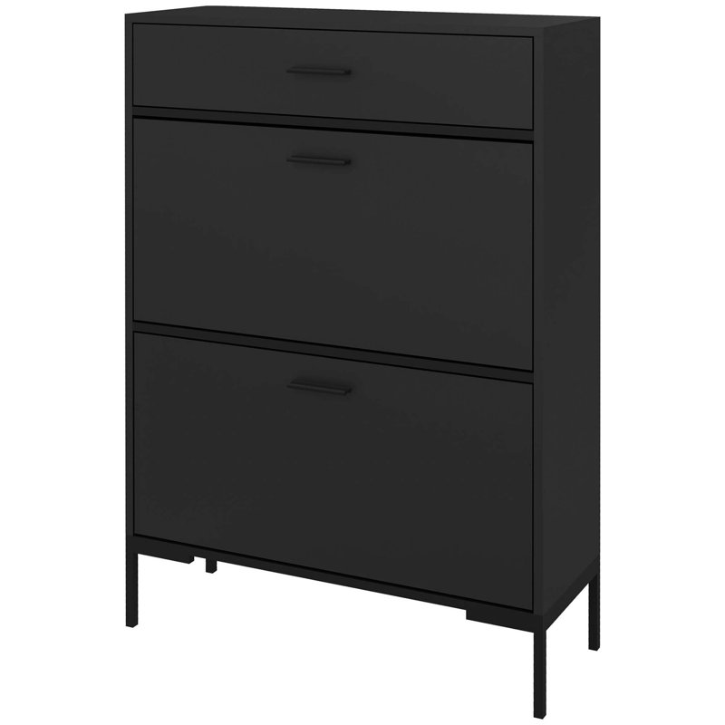 12 Pair Flip Down Shoe Storage, Black