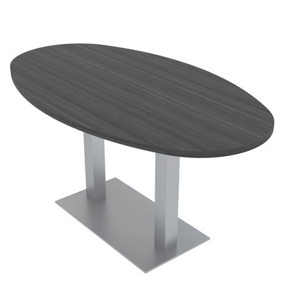 6 Person Oval Shaped Conference Table with Double Base