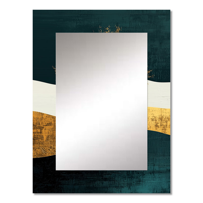 Minimal Forest Solitude Horizon II - grand miroir mural paysage, miroir décoratif blanc, impression d'art en métal