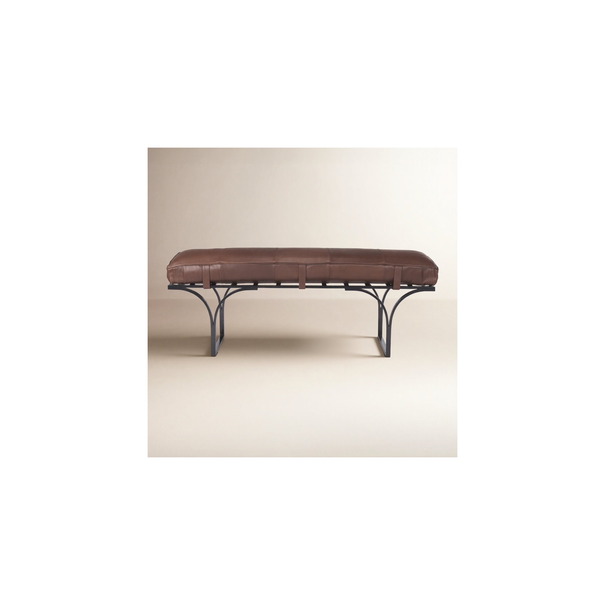 Magnolia Bench, Cocoa Genuine Leather