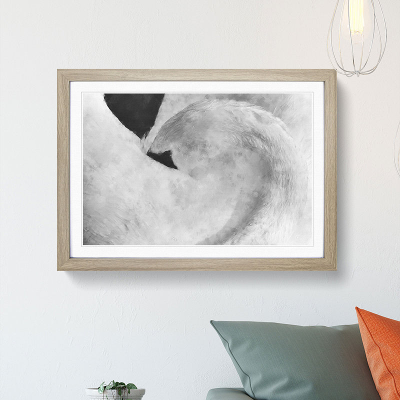 Feathers of a Swan - Picture Frame Graphic Art Print, 24cm H x 33cm W x 2cm D, Oak Framed