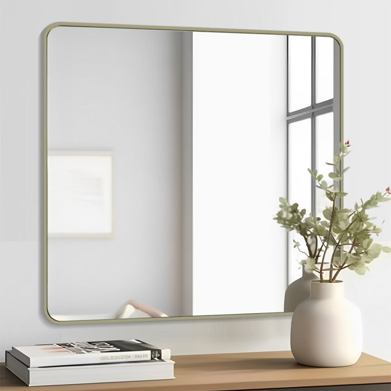 Dhanisha Metal Wall Mirror, Gold, 35" x 35"