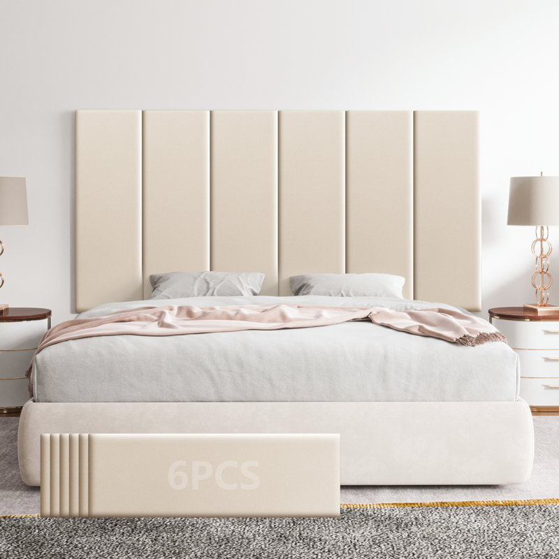 Faux Leather Peel Stick Wall Panels, Beige, 30cm H x 90cm W