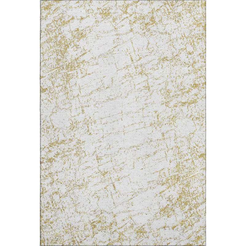 Tapis doré de qualité supérieure lavable à la machine Cerrito AMF606, Rectangulaire 3 pi x 5 pi
