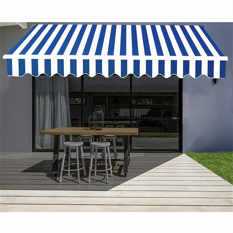 Sol 27 Outdoor 350cm W x 300cm D Fabric Cover Retractable Patio Awning, Blue