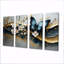Papillon bleu et or sur une branche de cerisier en fleurs - ensemble d'art mural fleur de cerisier-490877984