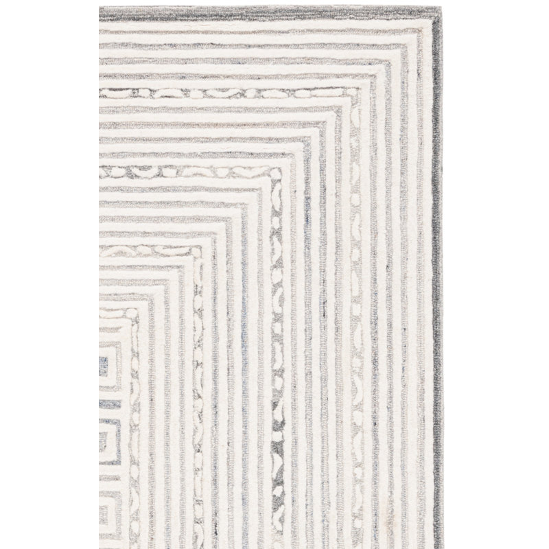 Willabella Ebony Hand Tufted Wool & Cotton Geometric Rug, Runner 2'3" x 8'