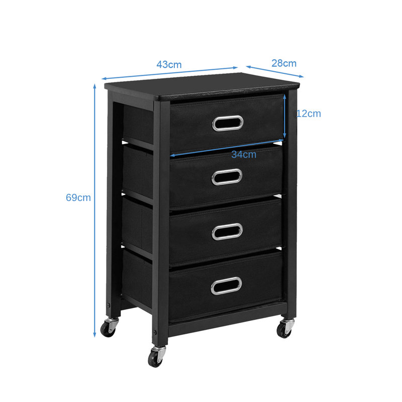 Balta 43cm Wide 4 -Drawer Mobile File Cabinet