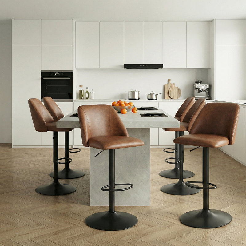 Chaise de bar pivotante à hauteur réglable, Brown