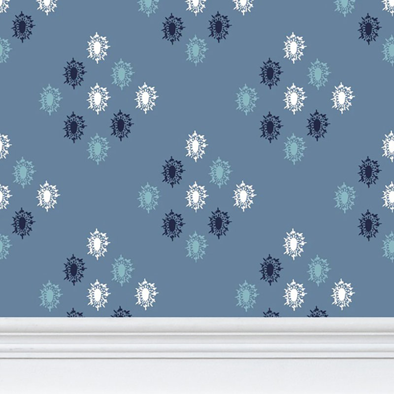 British Brooch Large Repeat Luxury Wallpaper, Blue, Cellulose/Polyester