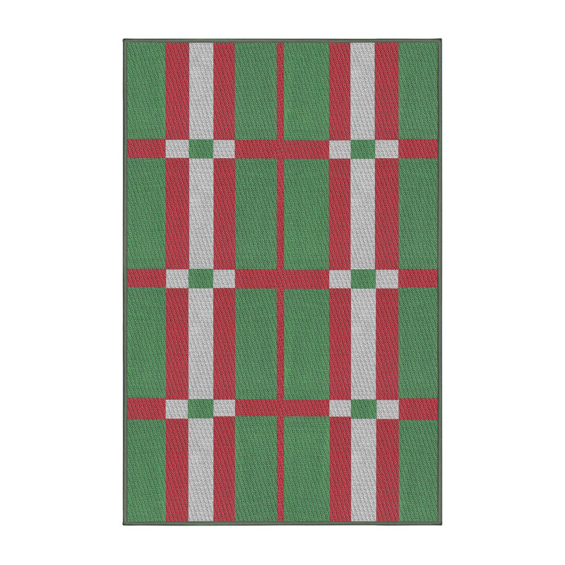 Tapis vert / rouge à motif géométrique Antonius, Rectangle 5 pi x 8 pi