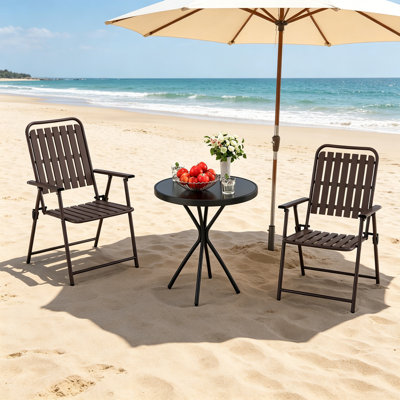 Ensemble bistro pour patio avec chaises pliantes et table d'appoint ronde