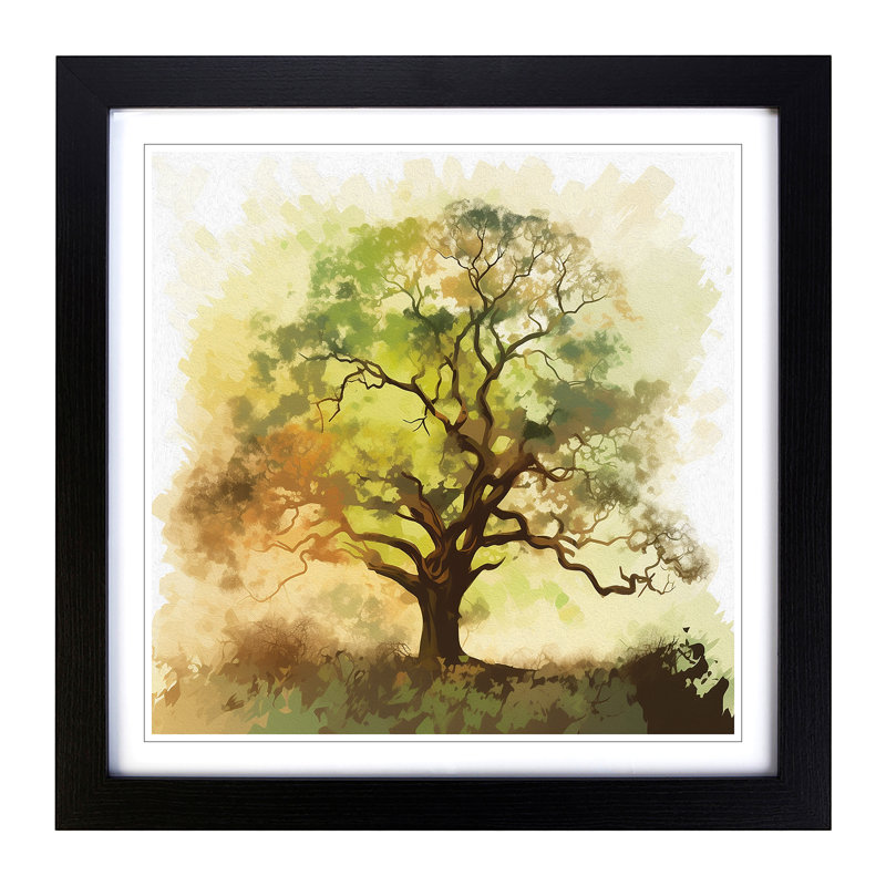 Oak Tree Abstract Art No.2 - Framed Print, Black