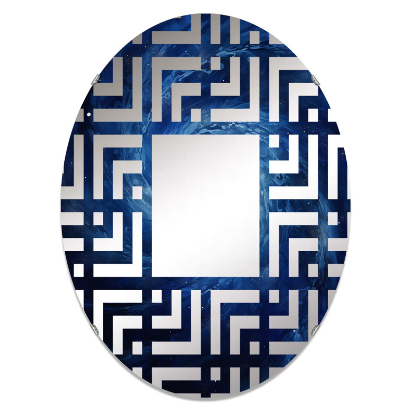 Miroir décoratif bleu à spirale ondulée IV - Maze MIR106186 O, L 20 po x H 30 po