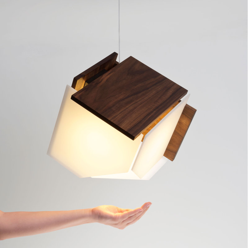 Mica L 1 - Light LED Pendant, Dark Stained Walnut, Low Profile, 2700K (warm)