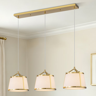 3-Light Modern Classic Fabric Linear Pendant Light