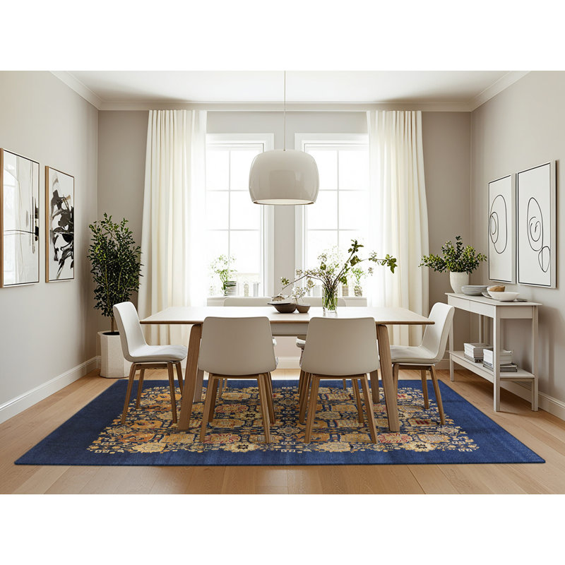 Tapis bleu / beige Patchwork, Rectangle 7 pi x 10 pi