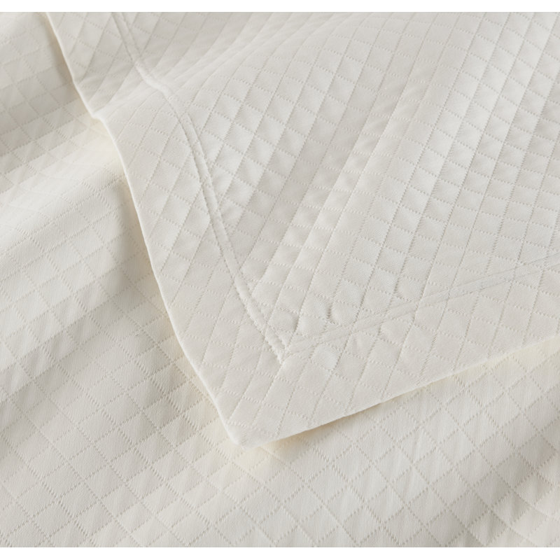 Oxford Cotton Blend Coverlet, Twin Coverlet, Ivory