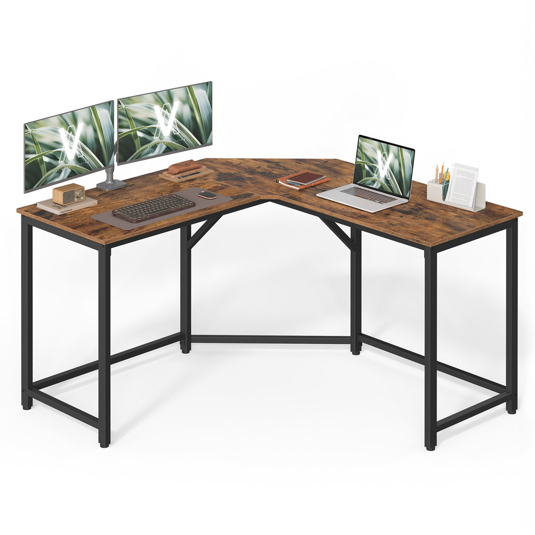 L-Shaped Metal Base Computer Desk